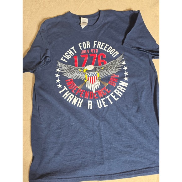 Gildan Other - Gildan Mens Navy Blue Patriotic Eagle 1776‎ Independence Day T-Shirt Large